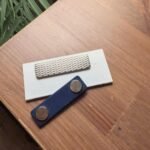 Magnetic Acrylic Brooch – Red Line Edition kuwait buildings navy blue - Image 3